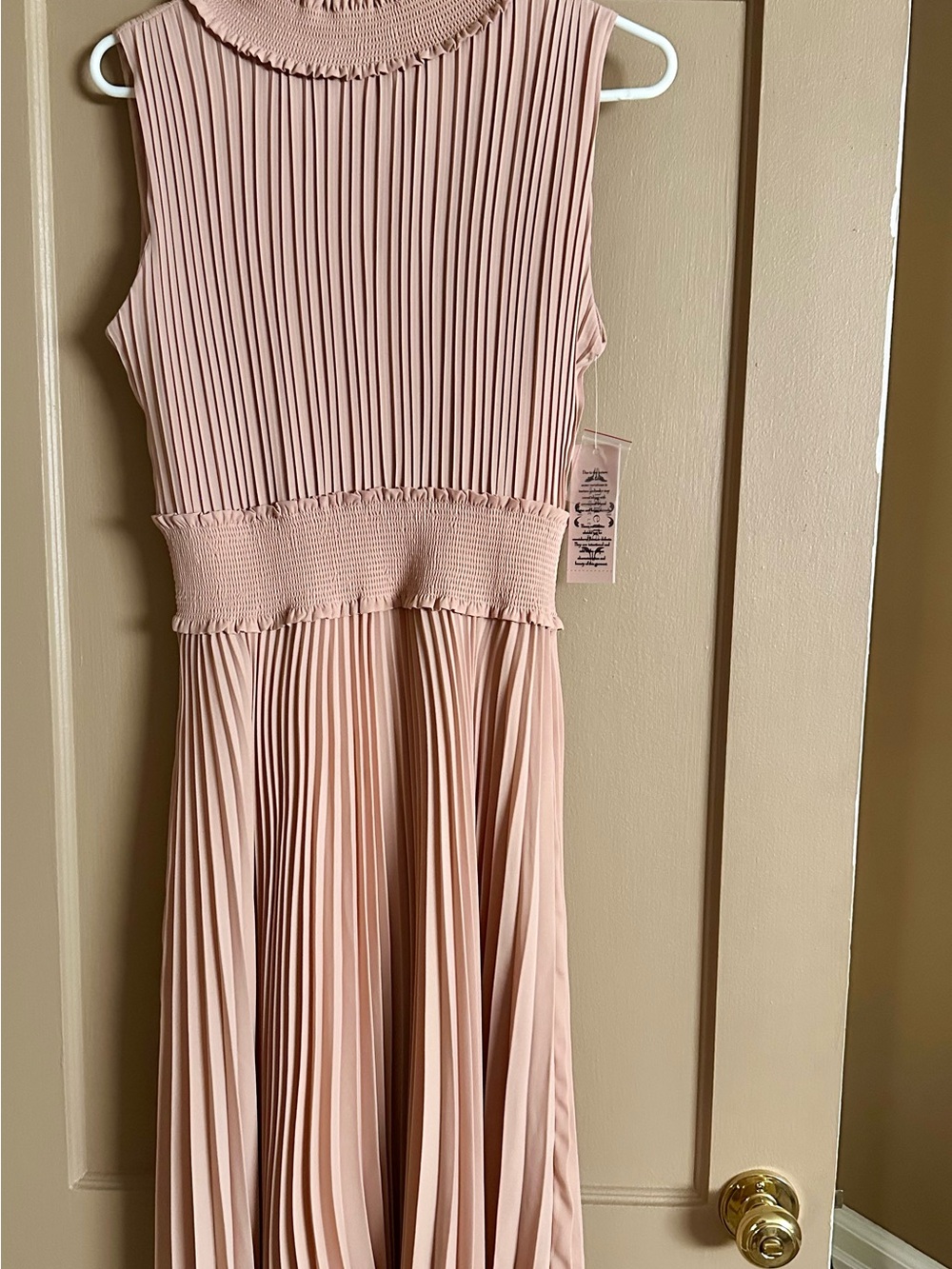 Nanette Lepore Blush Pink Pleated Midi Dress